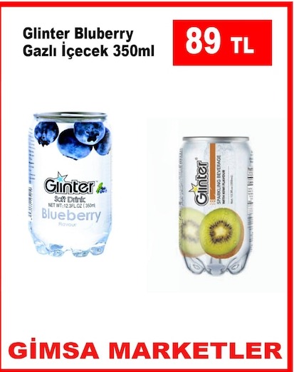 Glinter Bluberry Gazlı İçecek 350Ml