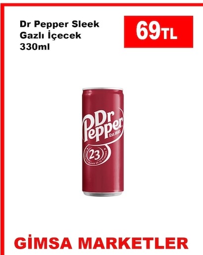 Dr Pepper Sleek Gazlı İçecek 330Ml