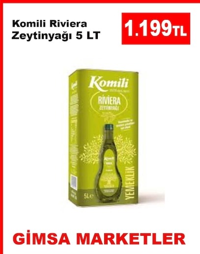 Komili Riviera Zeytinyağı 5 Lt