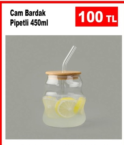 Cam Bardak Pipetli 450Ml