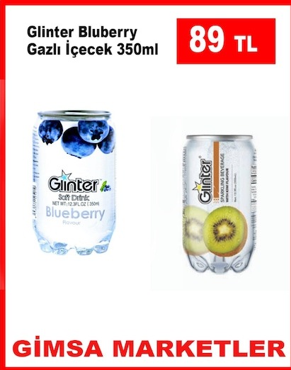 Glinter Bluberry Gazlı İçecek 350Ml
