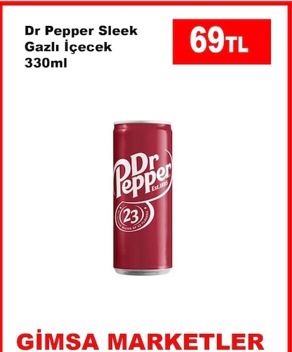 Dr Pepper Sleek Gazlı İçecek 330Ml