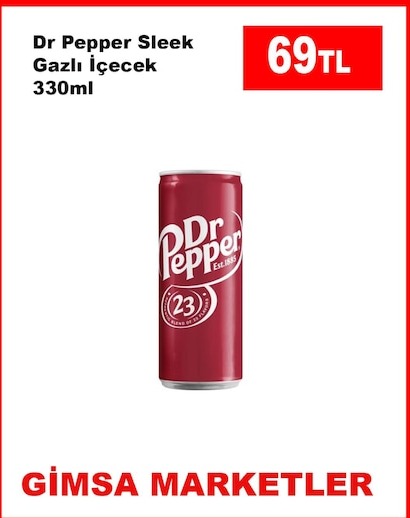 Dr Pepper Sleek Gazlı İçecek 330Ml