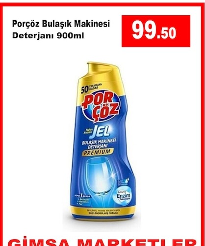 Porçöz Bulaşık Makinesi Deterjanı 900Ml