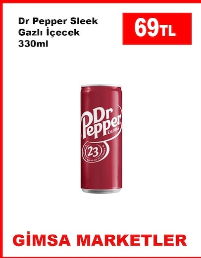 Dr Pepper Sleek Gazlı İçecek 330Ml