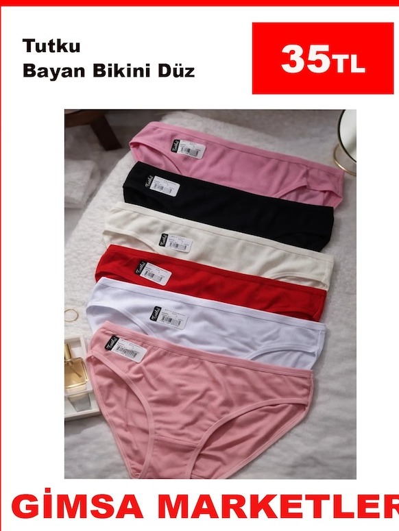 Tutku Bayan Bikini Düz 6 Li Paket