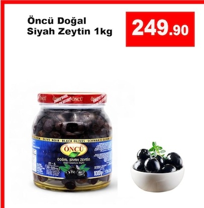 Öncü Doğal Siyah Zeytin 1Kg