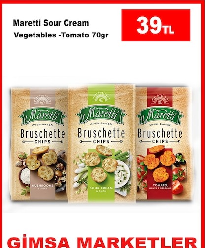 Miretti Bruschette Chips Sour Cream Vegetables - Tomato 70Gr