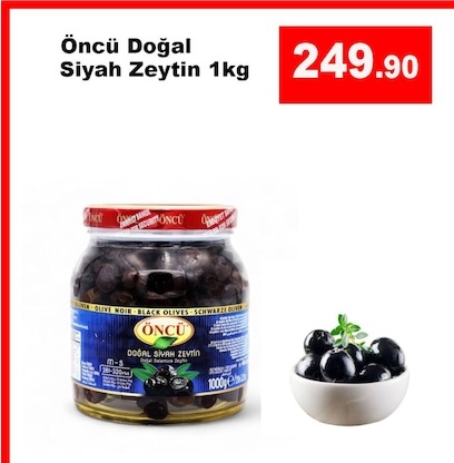 Öncü Doğal Siyah Zeytin 1Kg