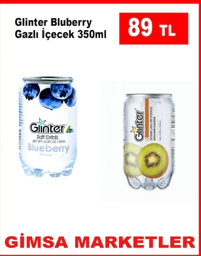 Glinter Bluberry Gazlı İçecek 350Ml