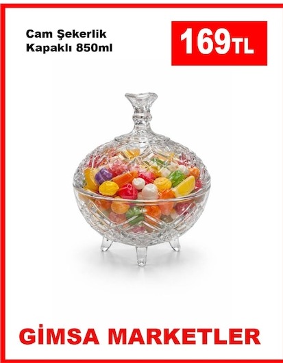 Cam Sekerlik Kapakli 850Ml