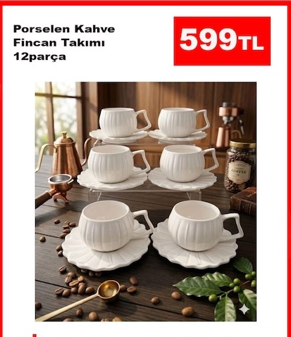 Porselen Kahve Fincan Takımı 12 Parça