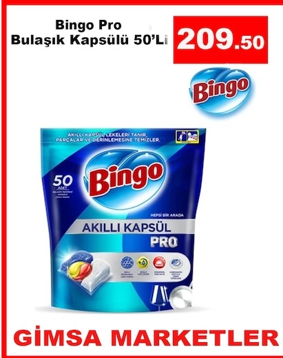 Bingo Pro Bulaşik Kapsülü 50'Li