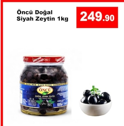 Öncü Doğal Siyah Zeytin 1Kg