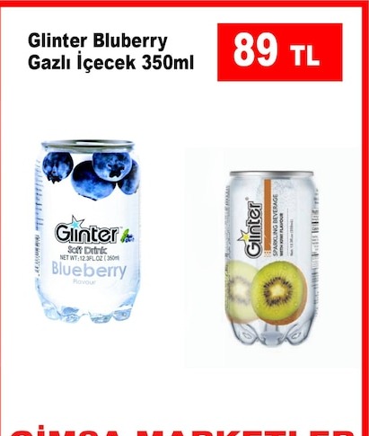 Glinter Bluberry Gazlı İçecek 350Ml