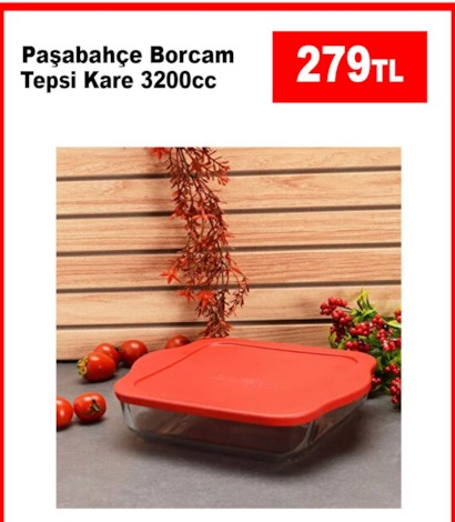Paşabahçe Borcam Tepsi Kare 3200Cc
