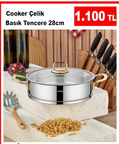 Cooker Çelik Başık Tencere 28Cm