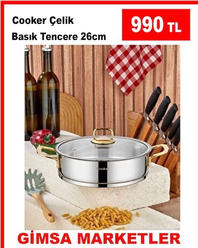 Cooker Çelik Başık Tencere 26Cm