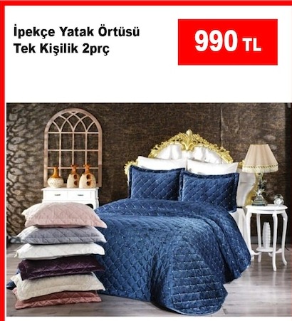 İpekçe Yatak Örtüsü Tek Kişilik 2Prç