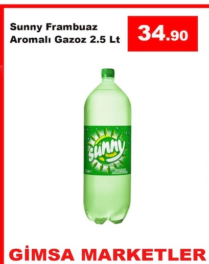 Sunny Frambuaz Aromalı Gazoz 2.5 Lt