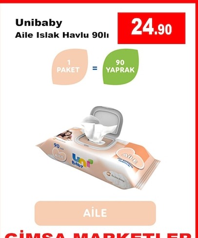 Unibaby Aile Islak Havlu 90 Adet