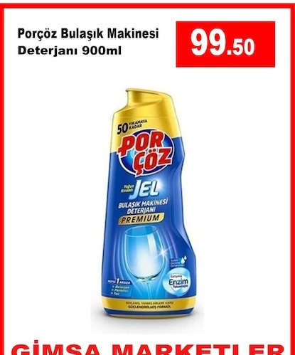 Porçöz Bulaşik Makinesi Deterjani 900Ml