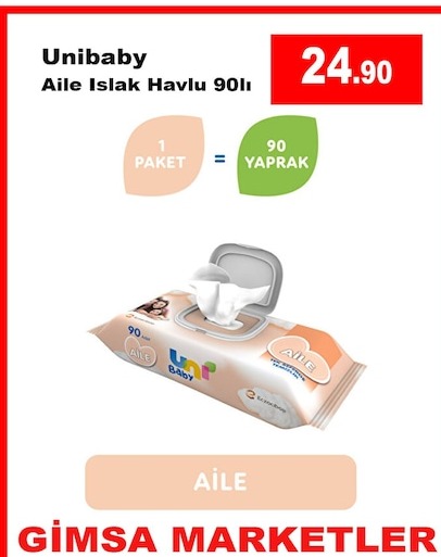 Unibaby Aile Islak Havlu 90 Adet