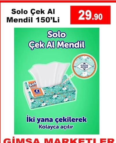 Solo Cek Al Mendil 150'Li