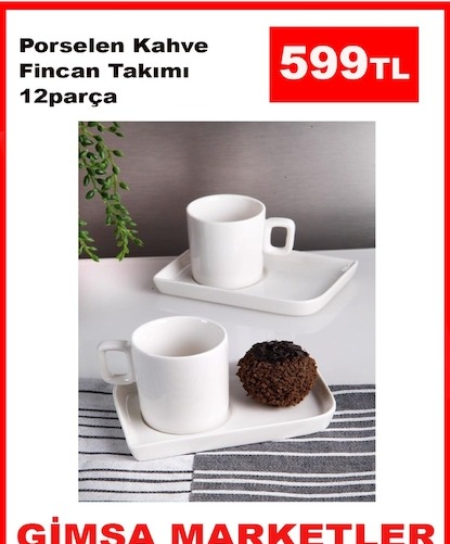 Porselen Kahve Fincan Takimi 12Parça