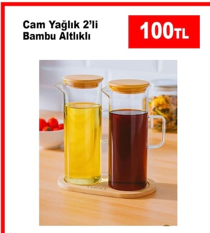 Cam Yağlık 2'Li Bambu Altlı