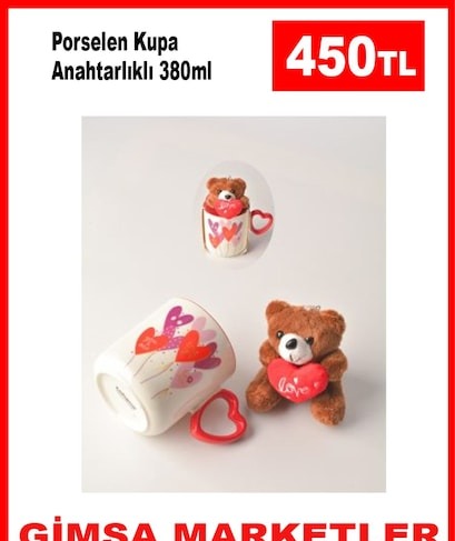 Porselen Kupa Anahtarlıklı 380Ml