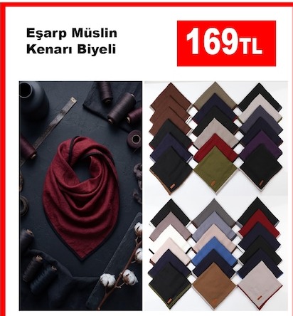 Eşarp Müslin Kenarı Biyeli