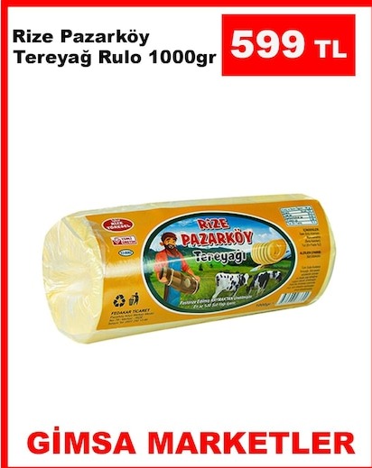 Rize Pazarköy Tereyağ Rulo 1000Gr