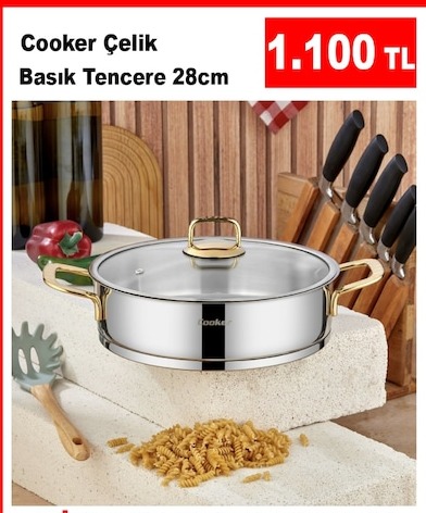 Cooker Çelik Başık Tencere 28Cm