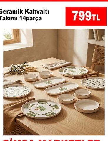 Seramik Kahvaltı Takımı 14 Parça