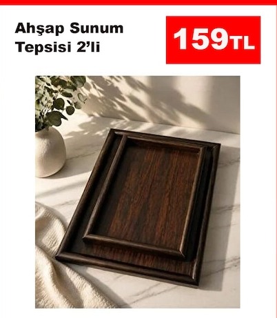 Ahşap Sunum Tepsisi 2'Li
