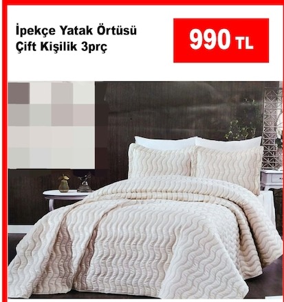 İpekçe Yatak Örtüsü Çift Kişilik 3 Parça