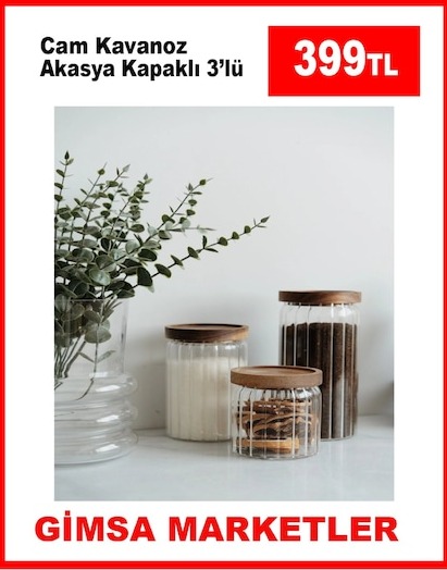 Cam Kavanoz Akasya Kapaklı 3'Lü Set