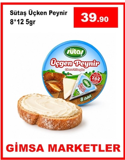 Sütaş Üçgen Peynir 8*12 5Gr