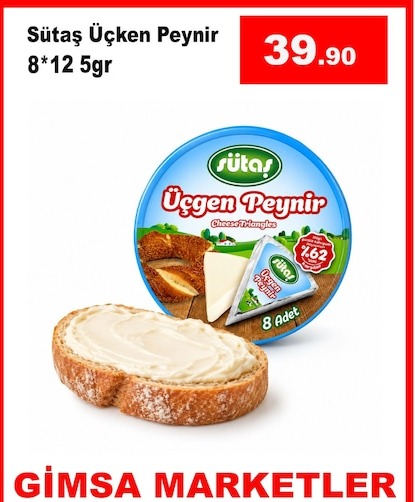 Sütaş Üçgen Peynir 8*12 5Gr