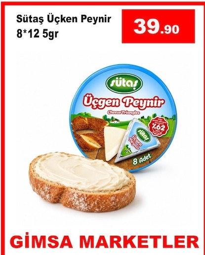 Sütaş Üçgen Peynir 8*12 5Gr