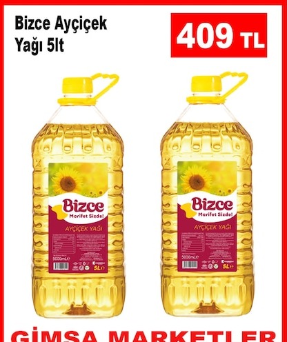 Bizce Ayçiçek Yağı 5Lt