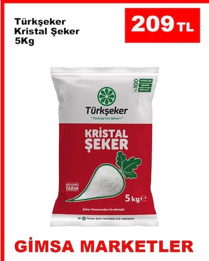 Türkşeker Kristal Şeker 5Kg