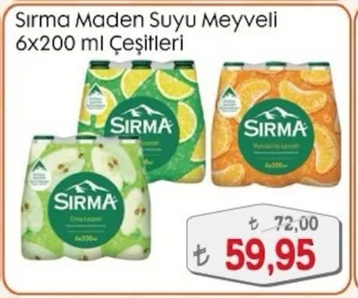 Sırma Maden Suyu Meyveli 6X200 Ml Çeşitleri