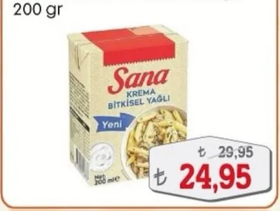 Sana Krema Bitkisel Yağlı 200 Gr