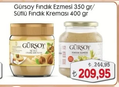 Gürsoy Fındık Ezmesi 350 Gr/ Sütlü Fındık Kreması 400 Gr
