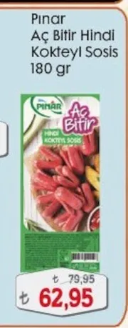 Pınar Aç Bitir Hindi Kokteyl Sosis 180 Gr