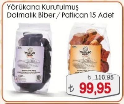 Yörükanâ Kurutulmuş Dolmalık Biber / Patlıcan 15 Adet