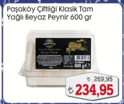 Paşaköy Çiftliği Klasik Tam Yağlı Beyaz Peynir 600 Gr