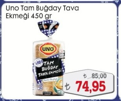 Uno Tam Buğday Tava Ekmeği 450 Gr